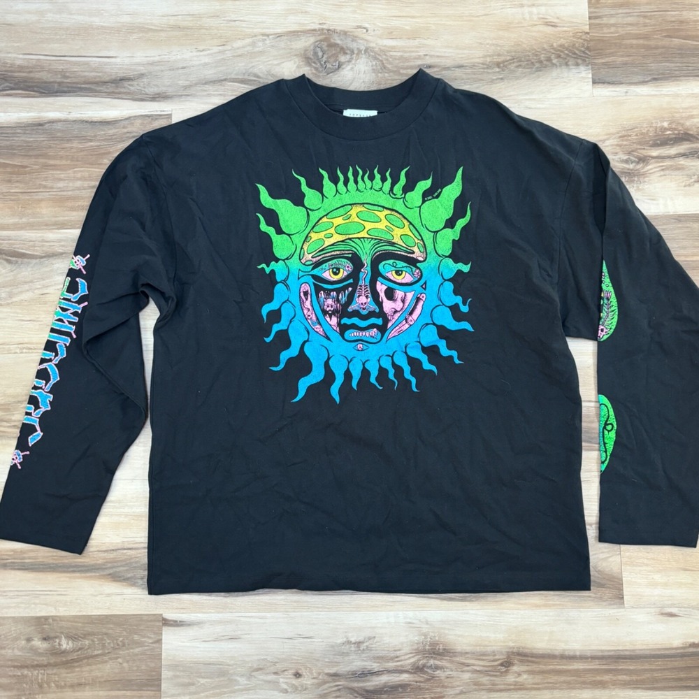 Topshop Sublime Graphic Long Sleeve Shirt US 4-6 Band Tee Cotton Oversized Black